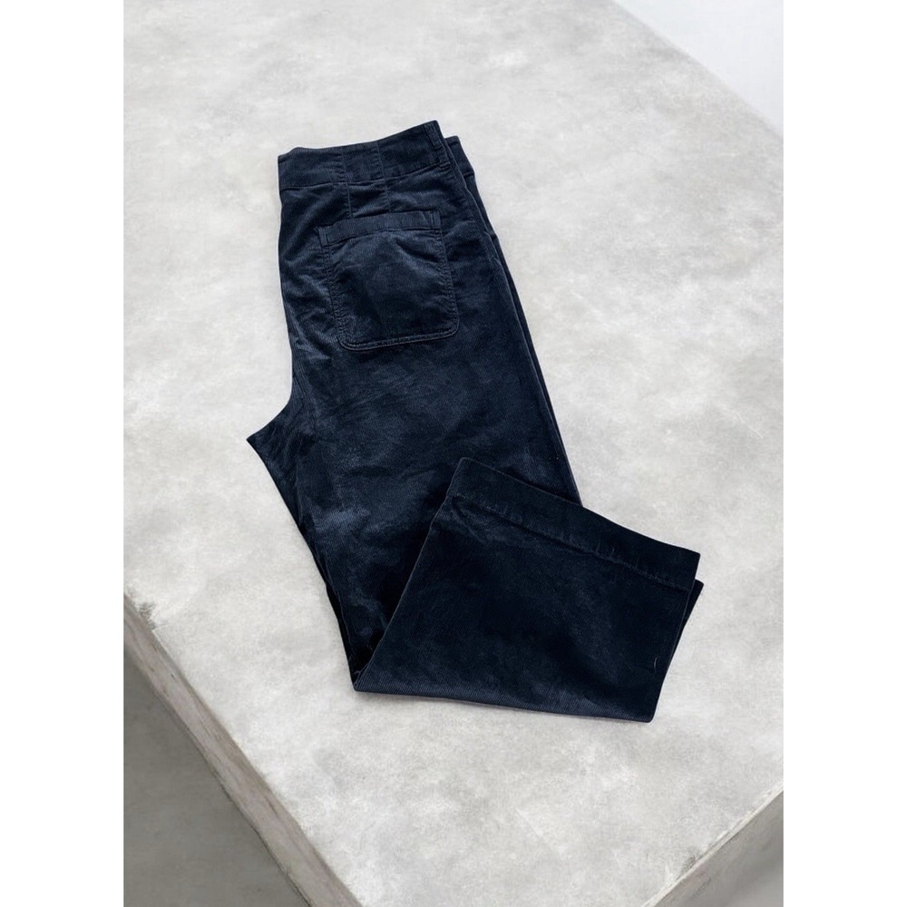 Anthropologie Maeve Colette Corduroy Wide Leg Crop Pants Blue 34 Scallop - Picture 7 of 9